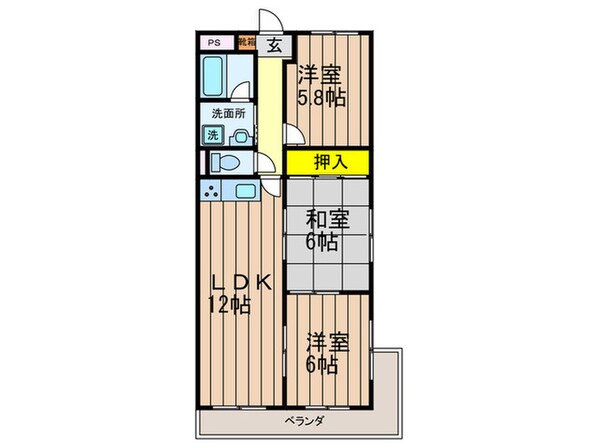 西浦ハイツの物件間取画像